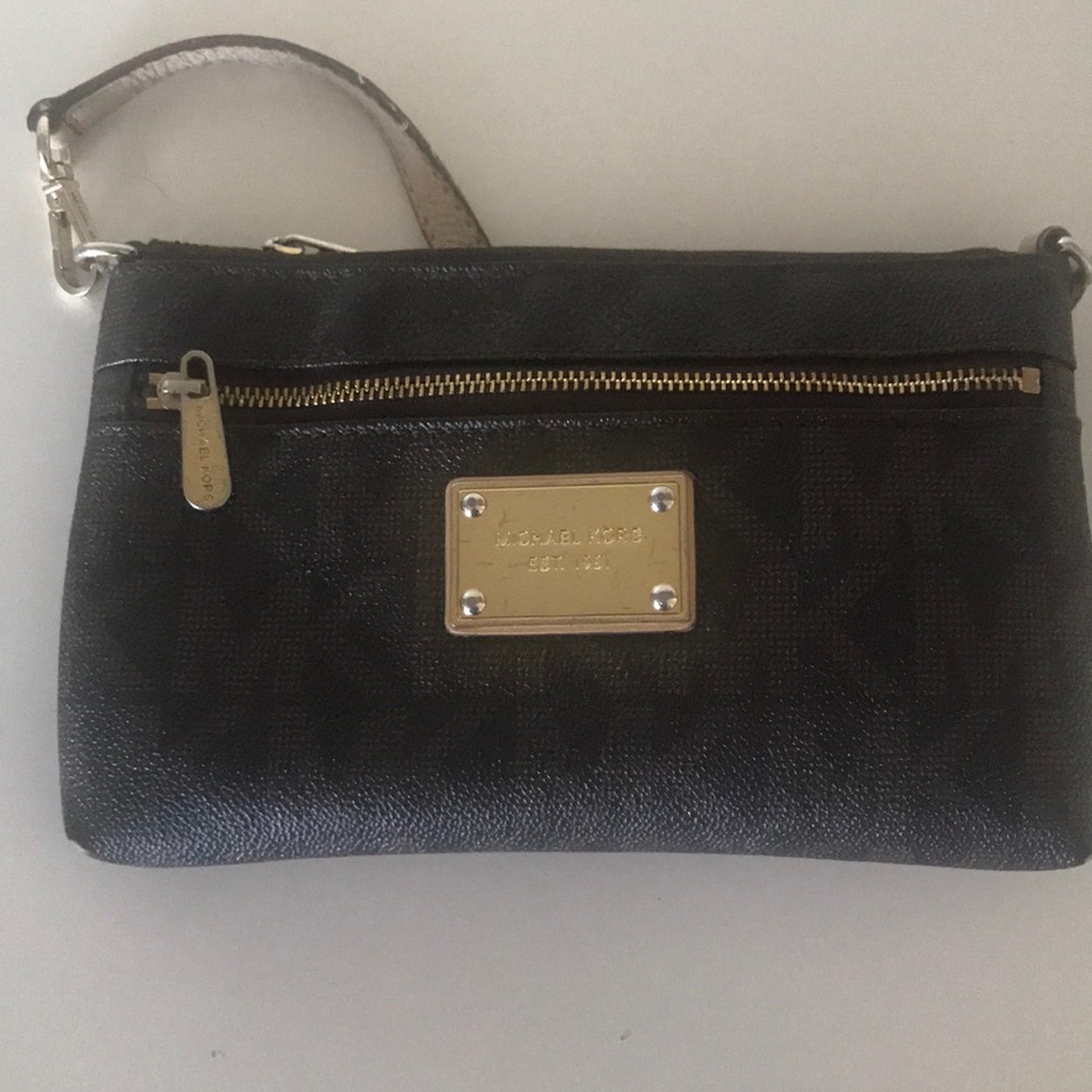 Michael Korda Brown and Gold Wristlet